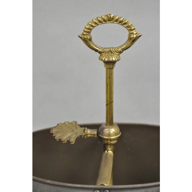 Mid 20th Century Vintage French Empire Tole Metal Oval Shade Small Brass Bouillotte Desk Lamp For Sale - Image 4 of 12