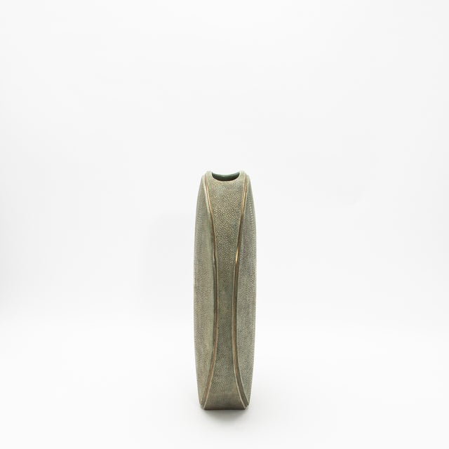 Modern Shagreen Vase With Brass Details by R&y Augousti For Sale - Image 3 of 9
