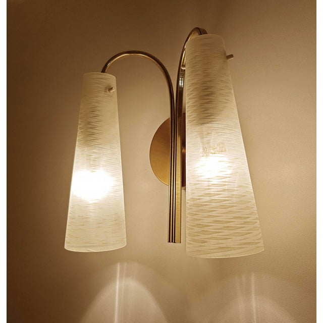 Metal Vintage Glass Wall Light from Hillebrand, 1950s For Sale - Image 7 of 18