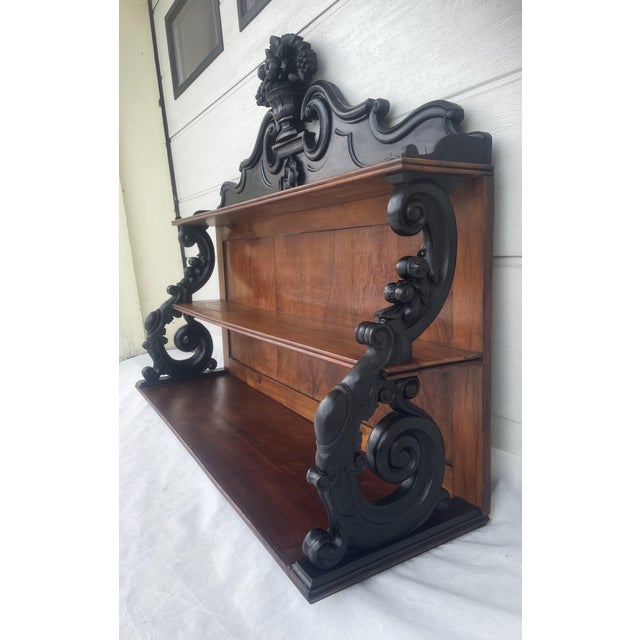 Black 19th Century Neo-Renaissance Monumental Shelf for Hanging in Walnut For Sale - Image 8 of 18
