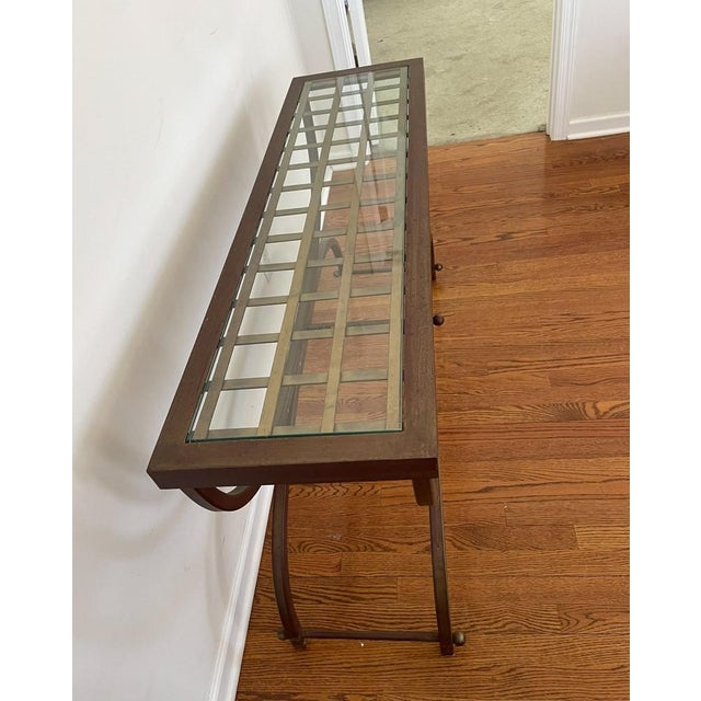 Bombay Company Cricket Console Table 1990s Vintage Hollywood Regency Bronze and Glass For Sale In Portland, ME - Image 6 of 9