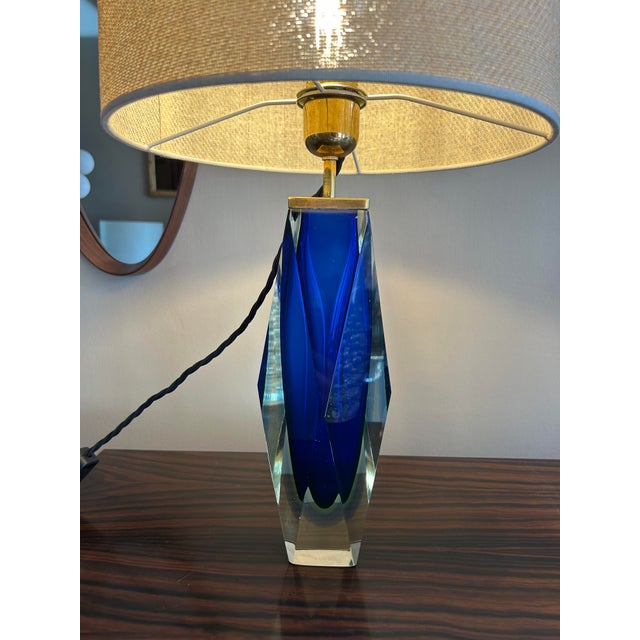 Sommerso Murano Glass Table Lamp attributed to Alessandro Mandruzzato, Italy, 1960 For Sale - Image 4 of 15