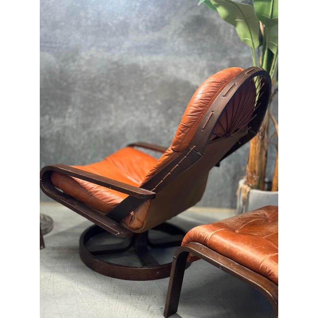 1970s Mid Century Rykken for Norway Chair and Ottoman For Sale - Image 5 of 12