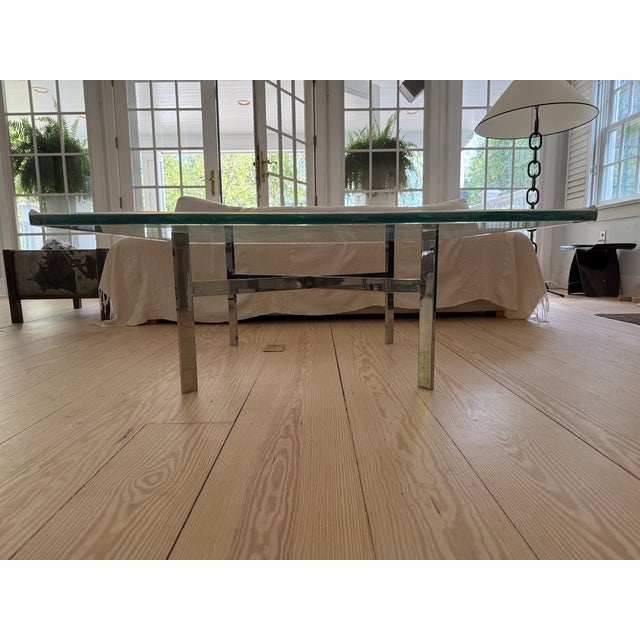 Mid-Century Modern Vintage Glass and Chrome Cocktail Coffee Table For Sale - Image 3 of 10
