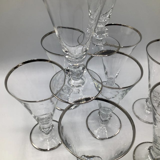 Platinum Band Water Goblets by Bryce -Set of 8 For Sale - Image 11 of 12