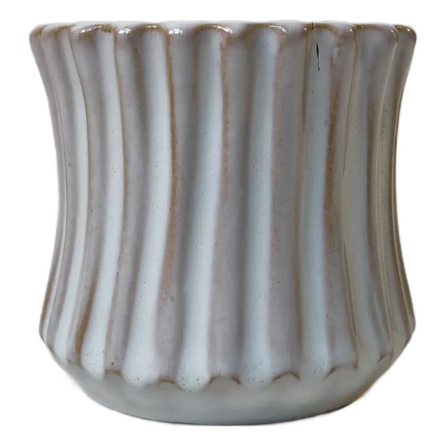 Art Deco Danish Fluted White Ceramic Vase by Christian Jensen, 1930s For Sale