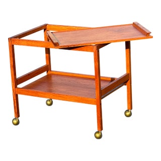 1960s Teak Dry Bar Cart With Removable Tray by BL-Mobler Denmark For Sale
