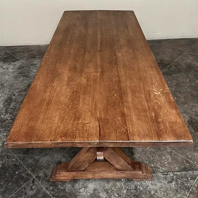 Rustic Trestle Dining Table in Solid Oak For Sale In Dallas - Image 6 of 12