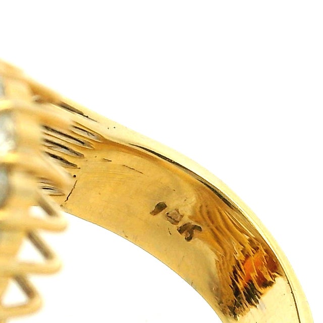 Italian Modernist 18k Gold Blue & Orange Sapphire Diamond Bypass Ring, Circa 1980, Size 7.75 For Sale - Image 9 of 11