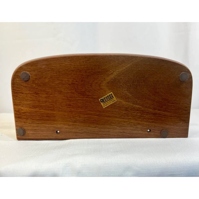 Vintage Mid Century London Leather Tiered Wood Dresser Top Catchall For Sale - Image 9 of 10