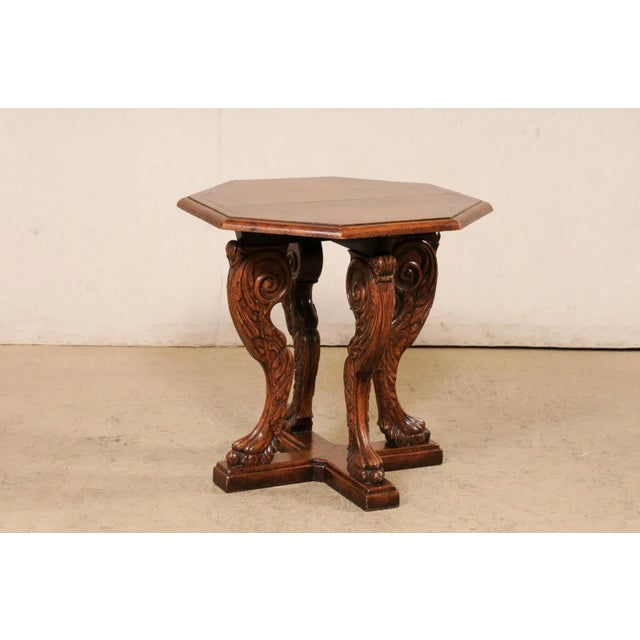 Mid-Century Modern Mid 20th Century English Octagonal Table with Animal Legs For Sale - Image 3 of 11