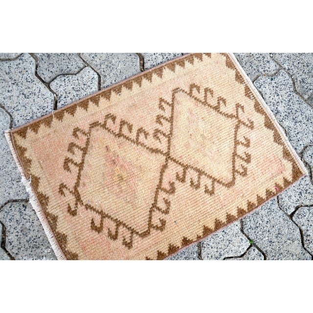 Tribal Vintage Mid Century Peach Rug For Sale - Image 3 of 6