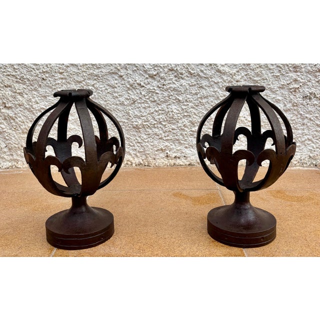 Pair of Spanish Forged-Iron Basket Andirons, circa 1900 For Sale - Image 4 of 15