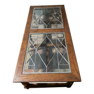 Mid-Century Coffee Table With Removable Lead Tudor Glass Cames For Sale