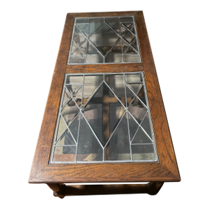 Mid-Century Coffee Table With Removable Lead Tudor Glass Cames