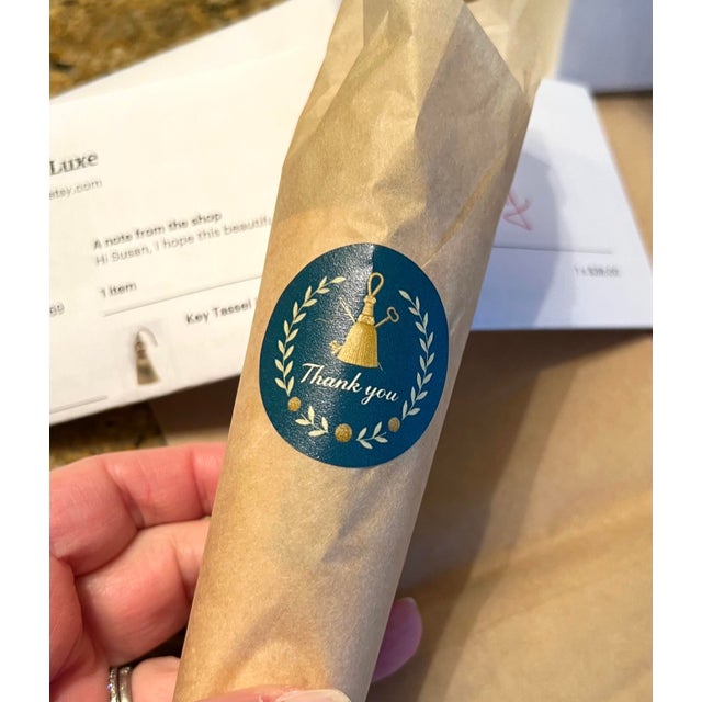 Platinum Satin Key Tassels With Dove Gray Velvet Details - A Pair For Sale - Image 12 of 13