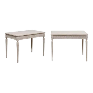 Swedish Neoclassical Style 1880s Painted Tables with Greek Key Friezes - A Pair