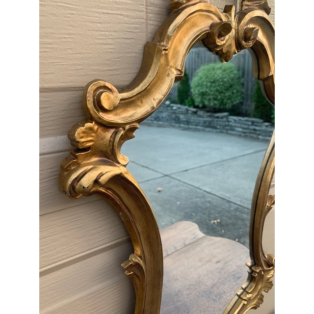 Gold Italian Rococo Style Giltwood Wall Mirror For Sale - Image 8 of 10