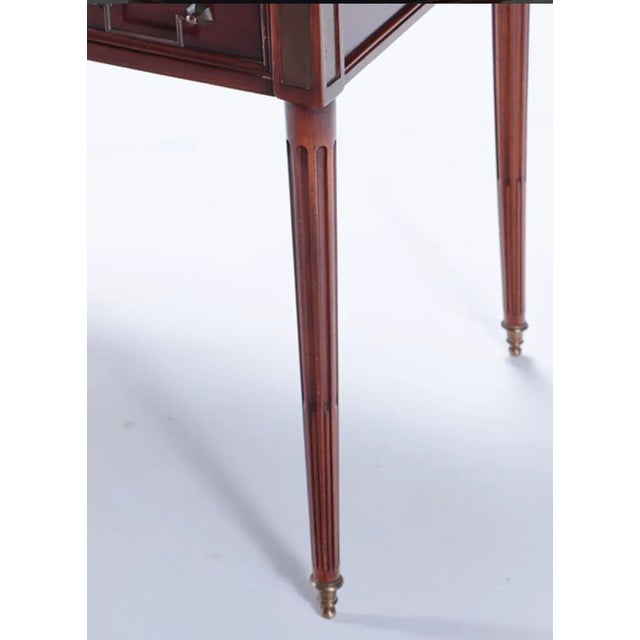 French 1940s French Directoire Style Mahogany Leather Top Desk With Bronze Trim and Pull Out Slides C 1945. For Sale - Image 3 of 8