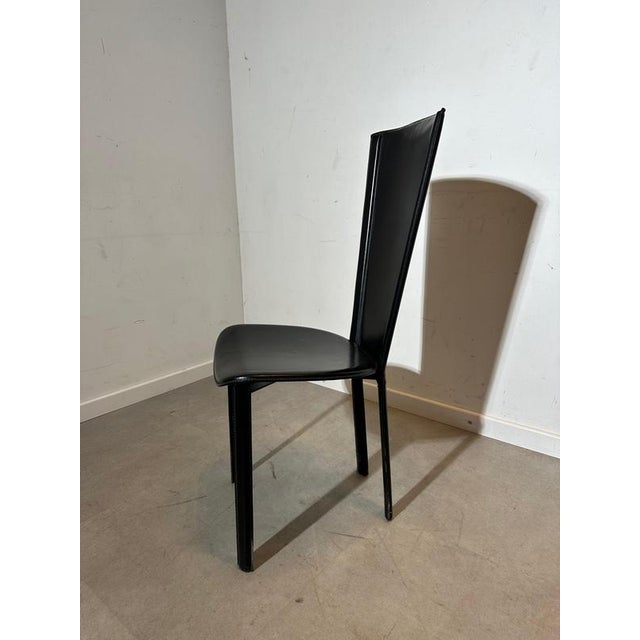 Black Leather Dining Chairs, Set of 6 For Sale - Image 3 of 6