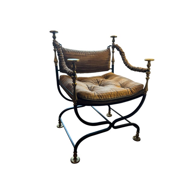 Mid-Century Modern Set of 6 Maison Jansen Curule Chairs, Mid 20th Century For Sale - Image 3 of 6