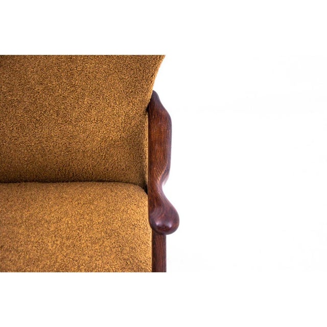 Brown Vintage Yellow Armchair in Bouclé Fabric, Denmark, 1960s For Sale - Image 8 of 12