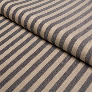 Schumacher Hanson Indoor/Outdoor Stripe Narrow Fabric In Carbon For Sale