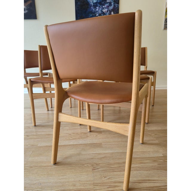 1960s Model OD89 Dining Chairs in Oak and Italian Cognac Leatherby Erik Buch, Denmark, 1960s, Set of 8 For Sale - Image 5 of 6