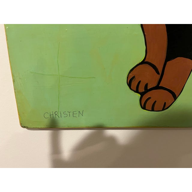 Folk Art Painting of a Dog Named “Dunder” by Artist Cate Christen Waung For Sale - Image 4 of 7