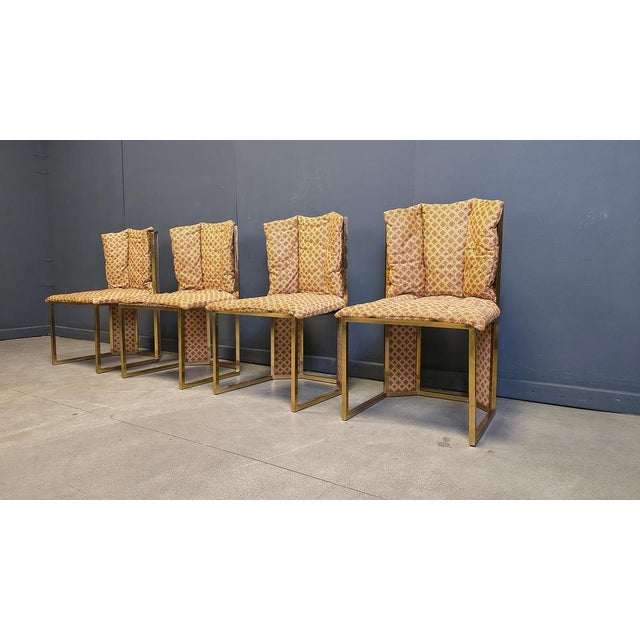 N. 6 Chairs in Brass Metal and Wicker from Mario Sabot, 1970s, Set of 4 For Sale - Image 9 of 13