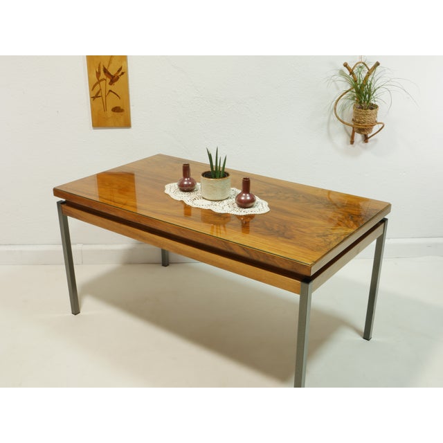 Mid-Century Coffee Table with Glass Top and Tubular Steel Legs, 1960s For Sale - Image 6 of 11