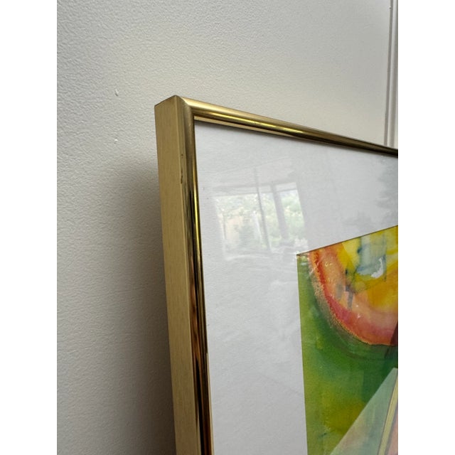 Blue Vintage Organic Modern Still Life Framed Original Watercolor Painting “Santa Fe Cocktail" by Grady H. Pennington For Sale - Image 8 of 12