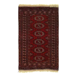 1960s Red Color Fine Hand Knotted Russian Turkman Rug