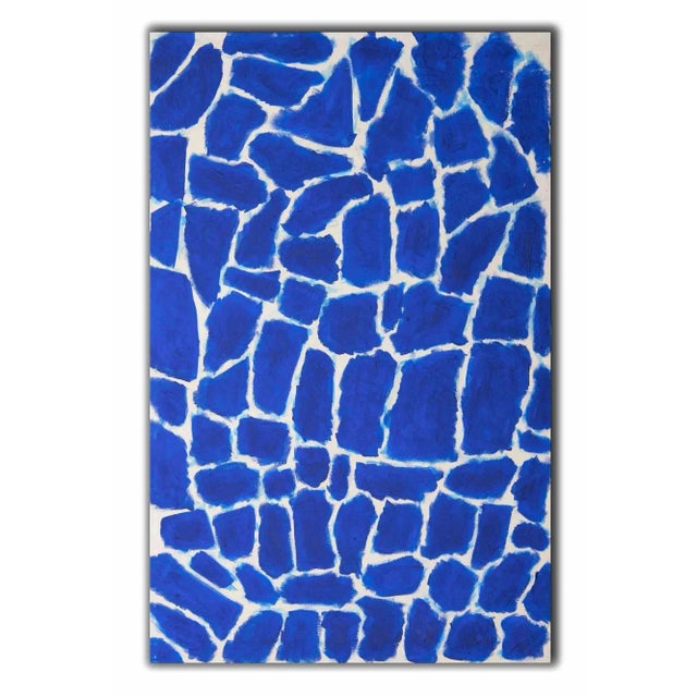 Giorgio Lo Fermo, Blue Abstract Composition, Original Oil on Canvas, 2021 For Sale - Image 4 of 5