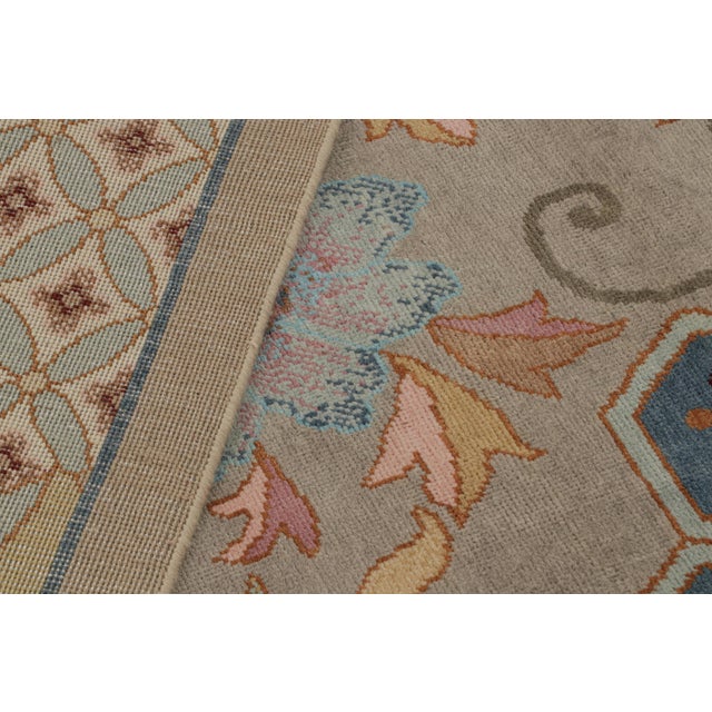 Textile Rug & Kilim’s Chinese Art Deco Style Rug in Beige With Colorful Floral Patterns For Sale - Image 7 of 7