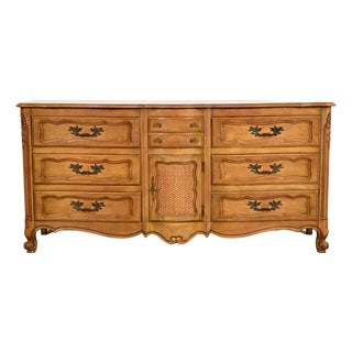 French Provincial Louis XV Carved Fruitwood Triple Dresser by Fancher Furniture, Circa 1960s For Sale