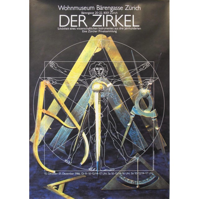 1986 Original Swiss Architecture Poster - Der Zirkel For Sale