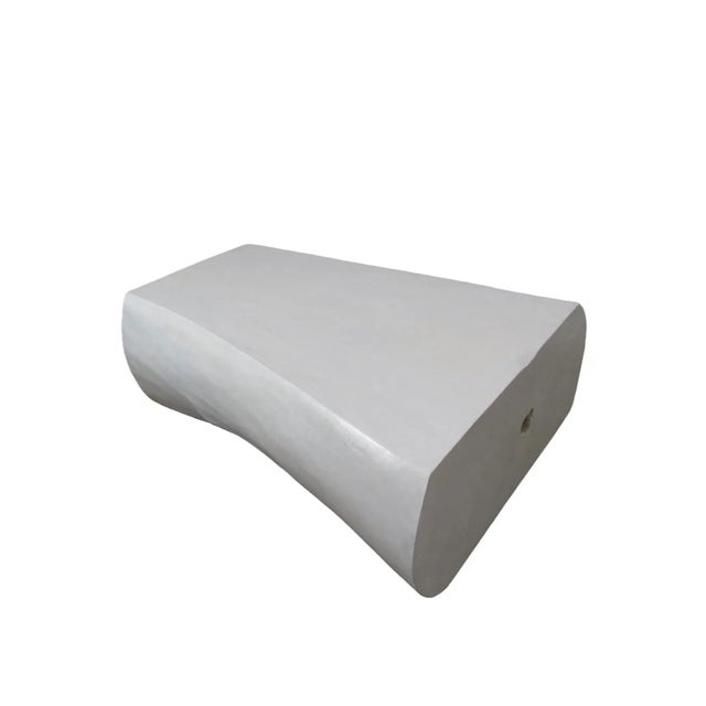 Wood Minimalist White Living Edge Block Coffee Table 17 For Sale - Image 7 of 11