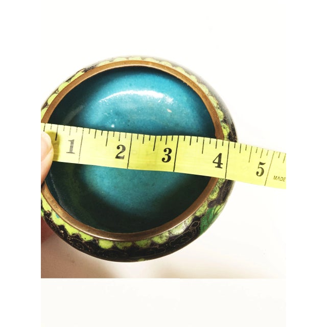 Pair of Antique Black Floral Cloisonné Bowls Vessels, Marked China For Sale - Image 10 of 12