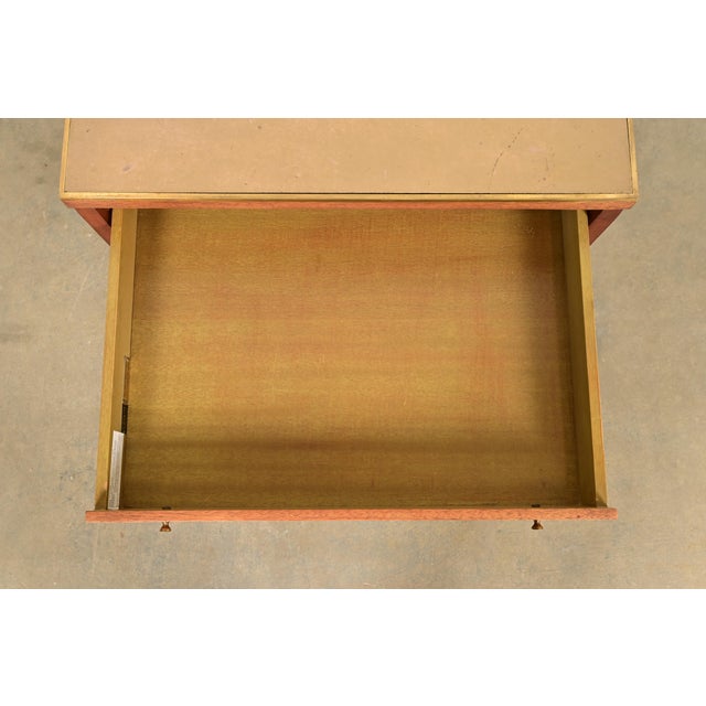 Wood Paul McCobb Irwin Collection Mahogany, Brass, and Cane Leather Top Side Table or Nightstand, 1950s For Sale - Image 7 of 16