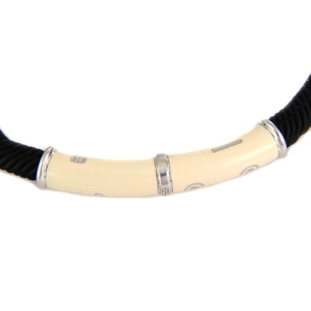 Nouvelle Bague Diamond 18k Gold 925 Silver Enamel Cord Necklace 18"L For Sale - Image 4 of 6