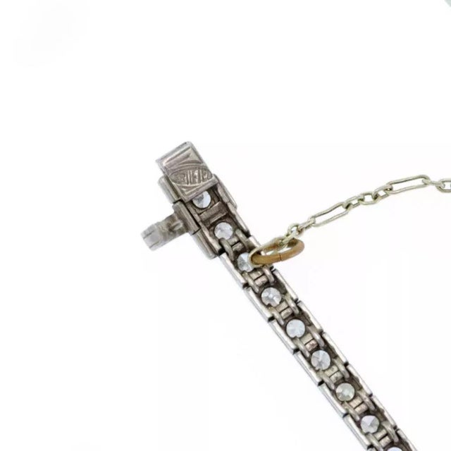 Contemporary Art Deco Bracelet Diamond Platinum Floral Milgrain Link Design For Sale - Image 3 of 5
