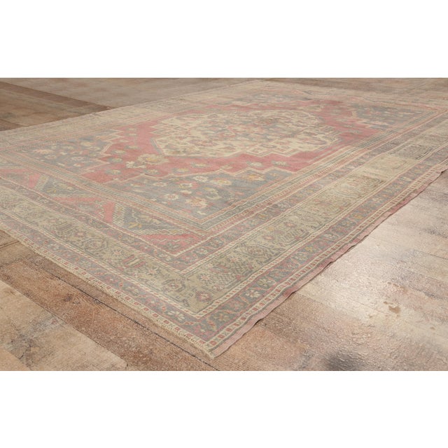 Brick Red Vintage Turkish Oushak Rug, 06'11 X 09'09 For Sale - Image 8 of 10