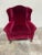 Vintage wing chair wine colored mohair upholstery. Probably from the 40s. Amazing condition. Great forma library or “Ralph...