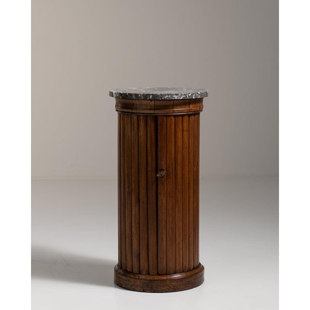 Early 19th Century France Rich Walnut Brown Fluted Walnut Pedestal Cabinet For Sale - Image 4 of 11