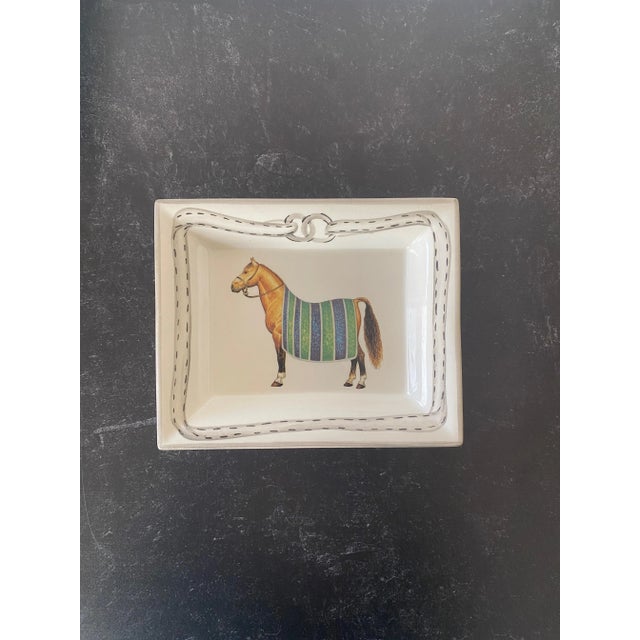 Devon Collection Equestrian Catchall Tray, Blue Stripe, Made in Italy For Sale In Philadelphia - Image 6 of 9