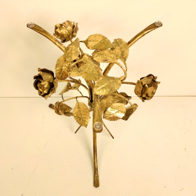 Vintage Hollywood Regency Metal Rose Side Table by Hans Kogl, 1970s For Sale - Image 9 of 13