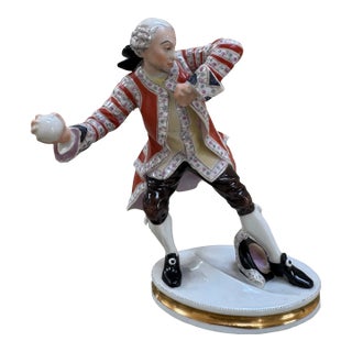 Danish Bing & Grondahl Figurine of a Man Throwing a Snowball For Sale