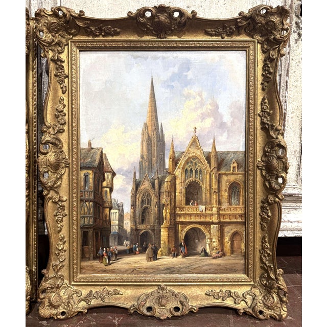 Pair 19th Century European Townscape Oil Paintings by H. Schafer For Sale In Dallas - Image 6 of 15