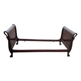 19th Century American Empire Carved Swan Mahogany Single Size Sleigh Daybed For Sale